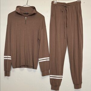 Stylish Brown Track Suit with White Stripes